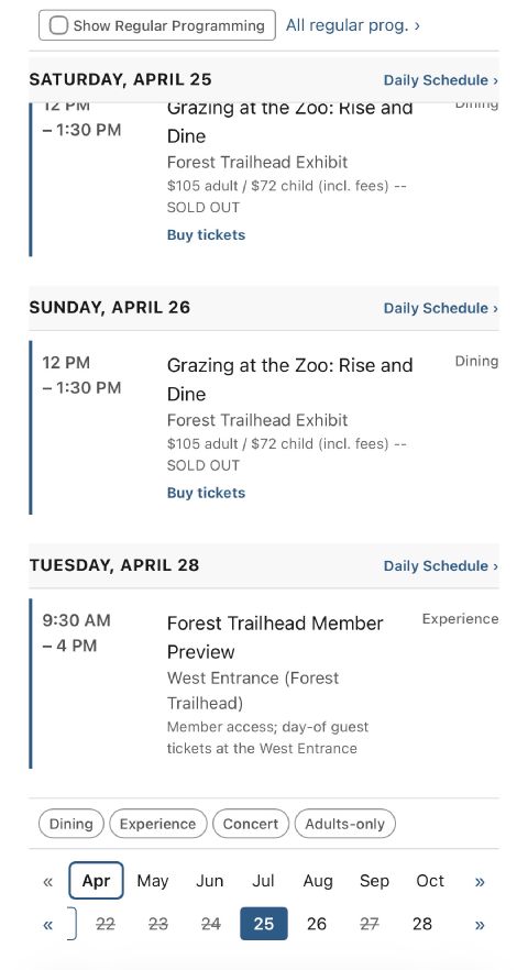 Placeholder screenshot of the Full Calendar view, showing events grouped by date with category filters.