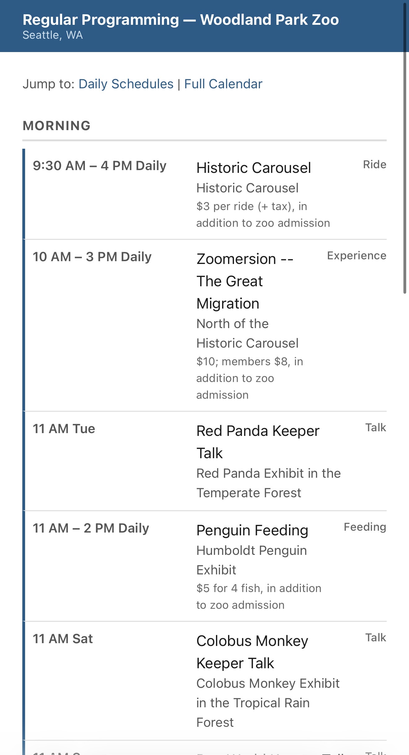 Placeholder screenshot of the Regular Programming view, showing weekly-recurring events with day-of-week indicators.