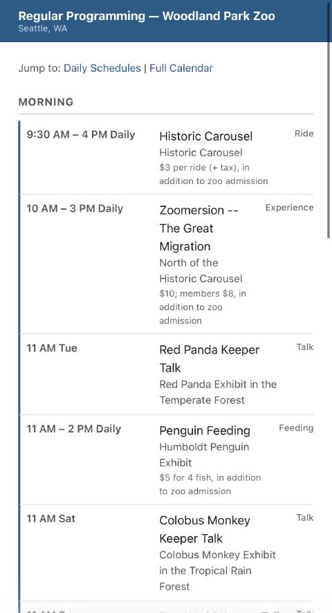 Placeholder screenshot of the Regular Programming view, showing weekly-recurring events with day-of-week indicators.